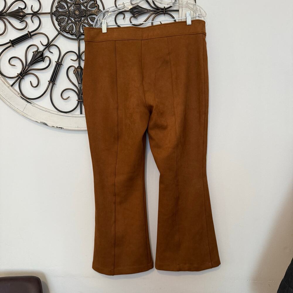 SPANX Faux Suede Flare Pants Caramel Brown Womens 2X - Picture 4 of 11